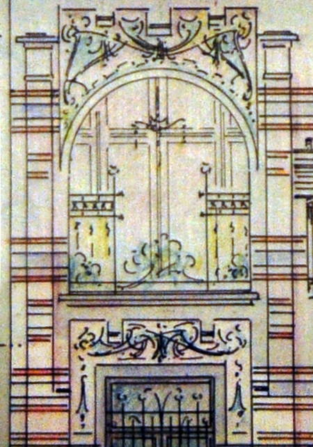 Projet d'élévation, avenue Louis Bertrand, 92, 1906. Détail de la loggia du bel étage.