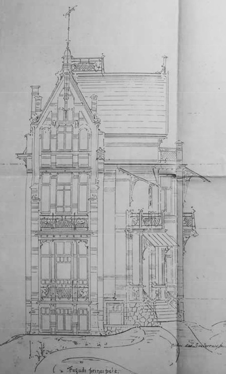 Projet de villa à construire en périphérie bruxelloise, 1899-1900 (Carlo R. Chapelle, Projet d'une étude historique de la maison connue sous le nom de 'Maison Saint-Cyr' construite en 1900-1903 par l'architecte Gustave Strauven (1878-1919), Bruxelles, MMXIV, p. 56).