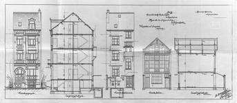 Rue Charles Quint 29, Bruxelles Extension Est, maison et atelier arrière, élévations et coupes longitudinales, AVB/TP 8806 (1902).