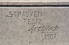 Aalstersesteenweg 38, Ninove, signatuur en datum (© APEB, foto 2016).