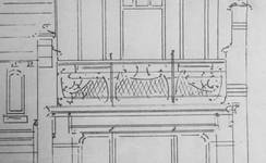 Détail d’un projet de villa à construire en périphérie bruxelloise, 1899-1900 (Carlo R. Chapelle, <i>Projet d'une étude historique de la maison connue sous le nom de 'Maison Saint-Cyr' construite en 1900-1903 par l'architecte Gustave Strauven (1878-1919)</i>, Bruxelles, MMXIV, p. 56).